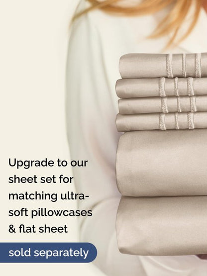 Extra Deep Full Fitted Sheet - Hotel Luxury Single Fitted Sheet Only - Easily Fits 18 inch to 24 inch Mattress - Ultra Soft, Wrinkle Free w/Extra Deep Pockets - Easy-Care, Breathable & Comfy - Wheat