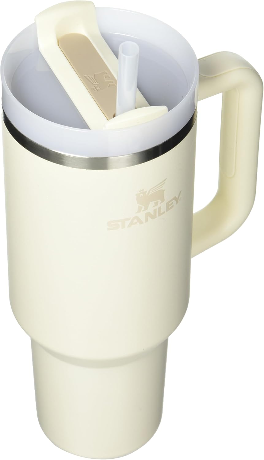 STANLEY Quencher H2.0 Tumbler - 40 oz Insulated Stainless Steel Cup with Handle & Straw | Cream 2.0