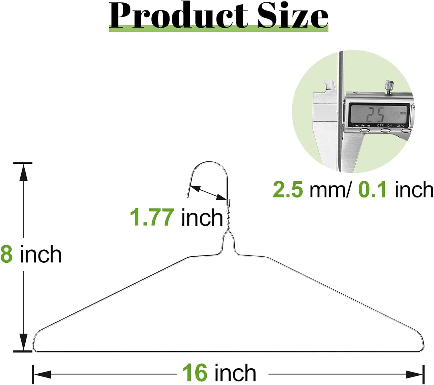 Wire Metal Clothes Hangers - 100 Pack, 16 Inch Slim Space-Saving Design for Coats, Suits & Shirts | Non-Slip Silver