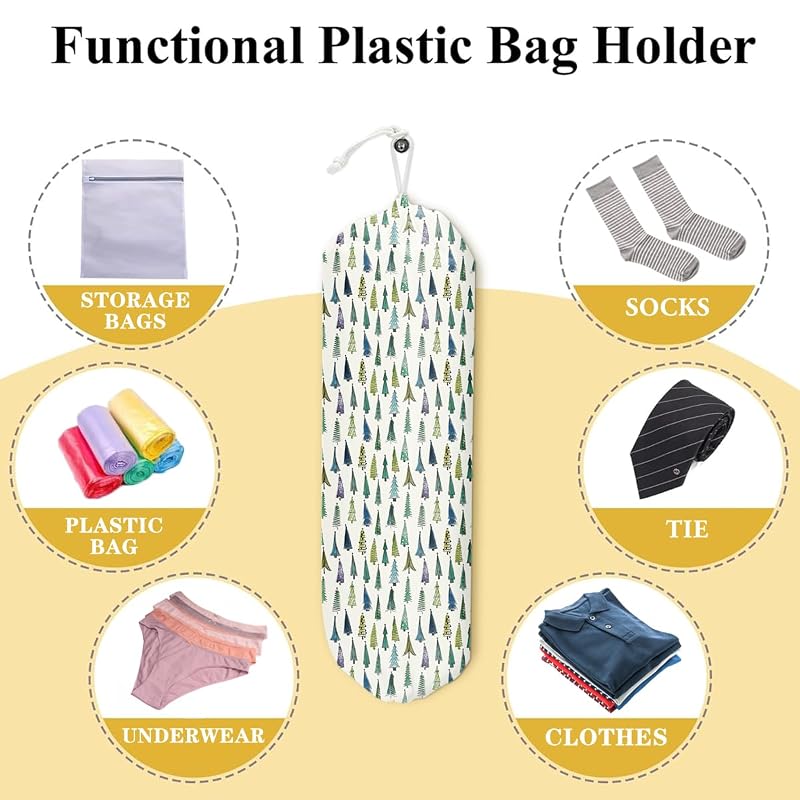 Green Christmas Tree Pattern Grocery Bag Holder and Dispenser (Variation: Christmas Tree 3)