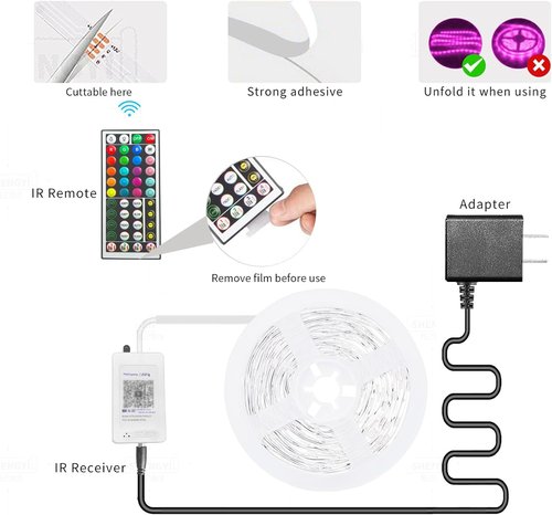 KSIPZE 100ft RGB LED Strip Lights - Music Sync & Smart App Control for Bedroom Décor