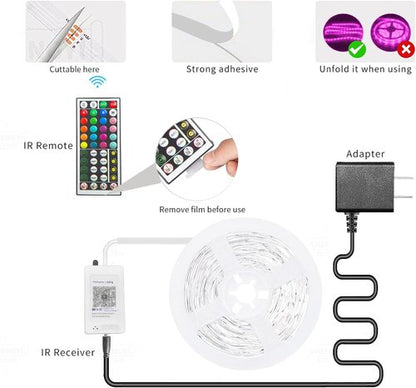 KSIPZE 100ft RGB LED Strip Lights - Music Sync & Smart App Control for Bedroom Décor