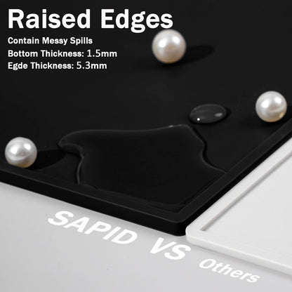 SAPID 32"x24" Extra Large Silicone Mat With Raised Edge, Rolled-Up Silicone Mats For Kitchen Counter Heat Resistant Silicone Mat With Lip, Thick Countertop Protector Mat,Silicone Mats For Crafts,Black