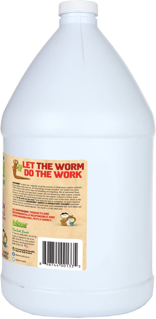 Earthworm Carpet & Upholstery Cleaner Multi-Use Stain & Odor Remover - Natural Enzymes, Safer for Family, Environmentally Responsible - 128 oz