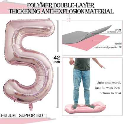 GOER 42-Inch Rose Gold Foil Number 5 Balloons - Perfect for 5th & 55th Birthday Celebrations