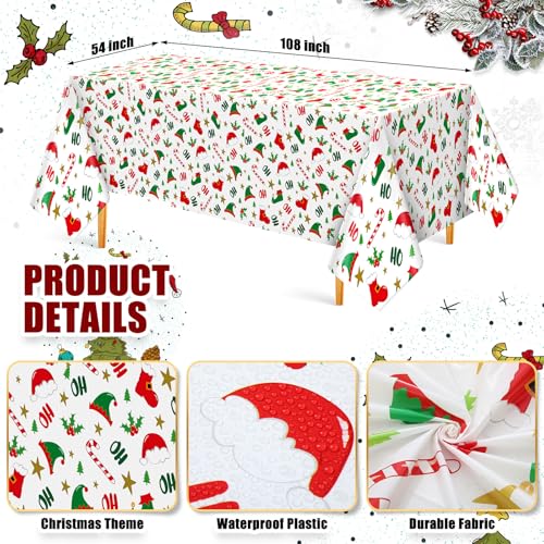 Christmas Tablecloths 3 Pack Disposable Elf Design 108x54 Inches - Holiday Party Decor