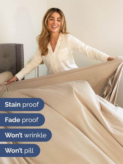 Extra Deep Queen Sheet Set - 6 Piece Breathable and Cooling Sheets - Hotel Luxury Bedding for Women, Men, Kids & Teens - Easy & Secure Fit - Soft, Wrinkle Free and Comfy - Extra Deep Pockets - Cream