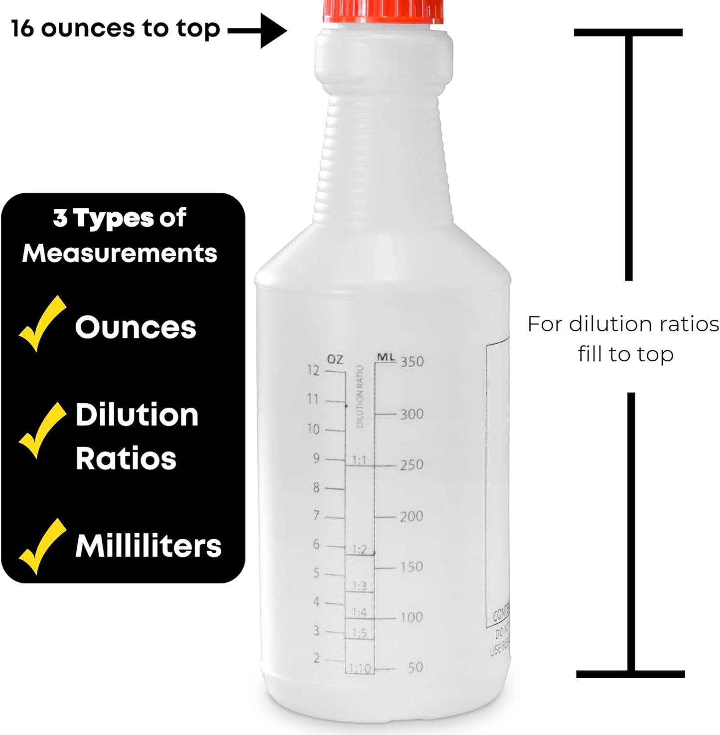 Skiennix 16 oz Spray Bottles - Commercial-Grade with Dilution Ratios | Perfect for Cleaning & Essential Oils (4-Pack)