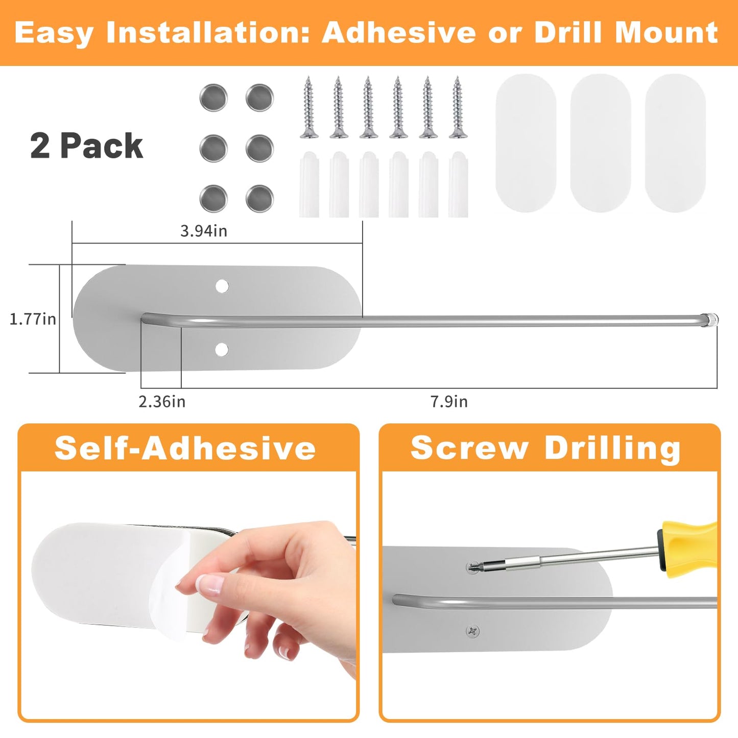 Otelolify 2 Pack Tumbler Lid Organizer, 7.9" Space Saving Tumbler Lid Holder for Yeti Tumbler/Stanley Tumbler/Simple Modern Tumbler Lids, Self-Adhesive or Drilling Cup Lid Hook for Kitchen Storage