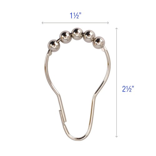 2lbDepot Shower Curtain Rings Hooks - Polished Nickel Finish - Premium 18/8 Stainless Steel - Locking Rings with Easy-Glide Rollers - Five Finishes Available - Set of 12 for Shower Rods