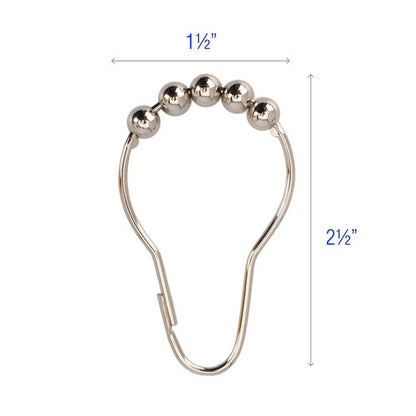 2lbDepot Shower Curtain Rings Hooks - Polished Nickel Finish - Premium 18/8 Stainless Steel - Locking Rings with Easy-Glide Rollers - Five Finishes Available - Set of 12 for Shower Rods