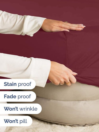 Extra Deep Twin XL Fitted Sheet - Hotel Luxury Single Fitted Sheet Only - Easily Fits 18 inch to 24 inch Mattress - Ultra Soft, Wrinkle & Fade Free w/Extra Deep Pocket - Breathable & Comfy - Burgundy
