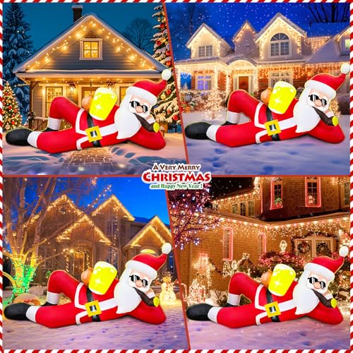 6FT Inflatable Santa Claus with LED Lights Outdoor Christmas Yard Decoration