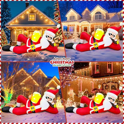 6FT Inflatable Santa Claus with LED Lights Outdoor Christmas Yard Decoration