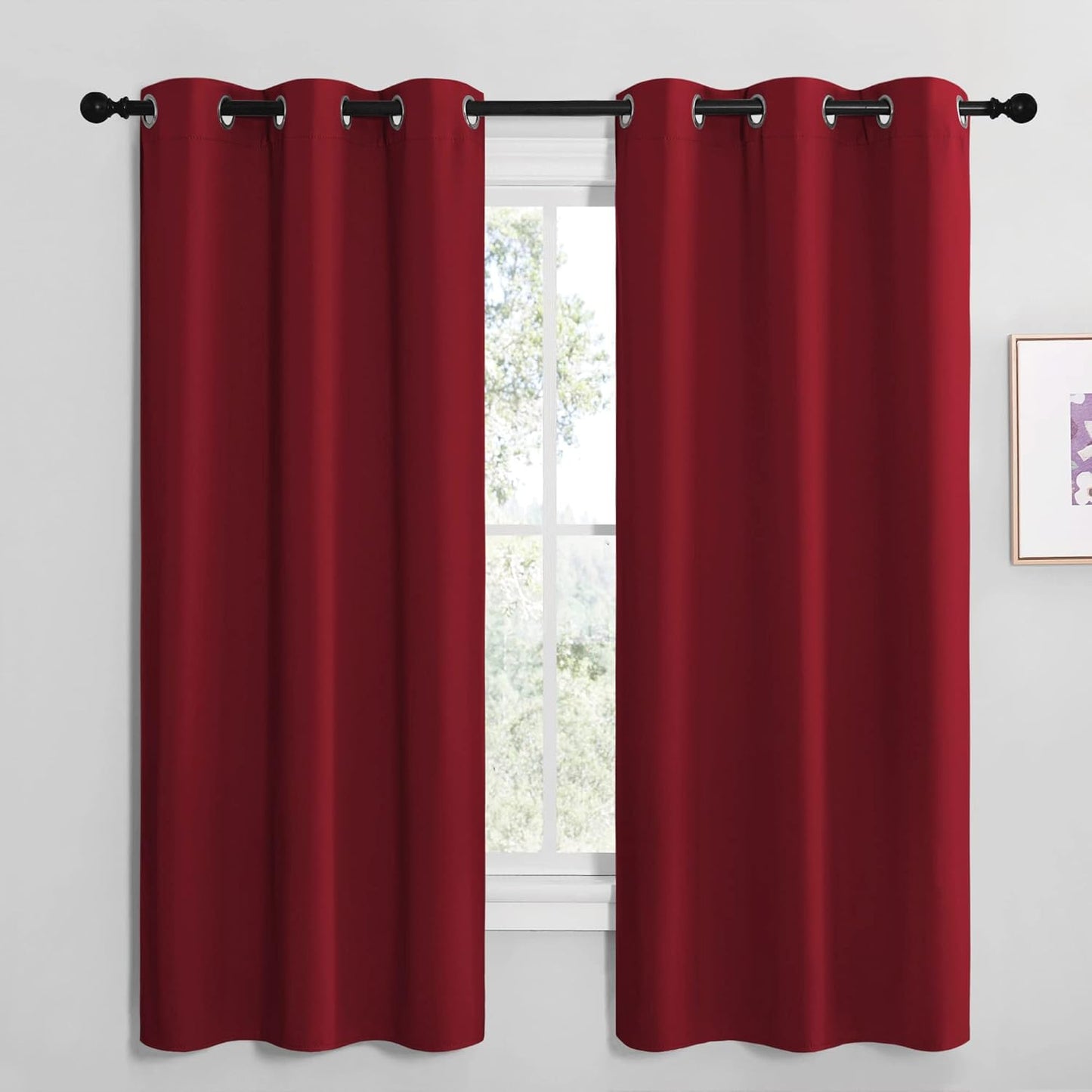 NICETOWN Burgundy Red Kitchen Blackout Curtain Panels - Thermal Insulated Grommet Drapes (2 Panels, W42 x L68)