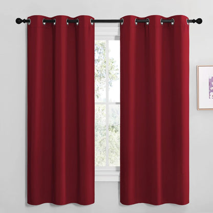 NICETOWN Burgundy Red Kitchen Blackout Curtain Panels - Thermal Insulated Grommet Drapes (2 Panels, W42 x L68)