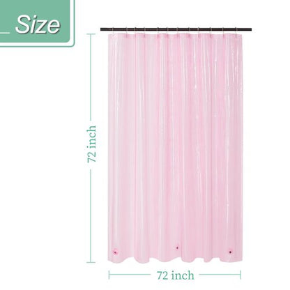 Mrs Awesome Clear Pink Shower Curtain Liner with 3 Magnets, 72x72 Premium Flexible Sturdy Plastic Shower Curtain for Bathroom Lightweight & Waterproof, Clear Pink