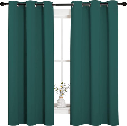 NICETOWN Thermal Insulated Blackout Curtains - Solid Grommet Drapes for Dining Room | Hunter Green, 42x63 Inches
