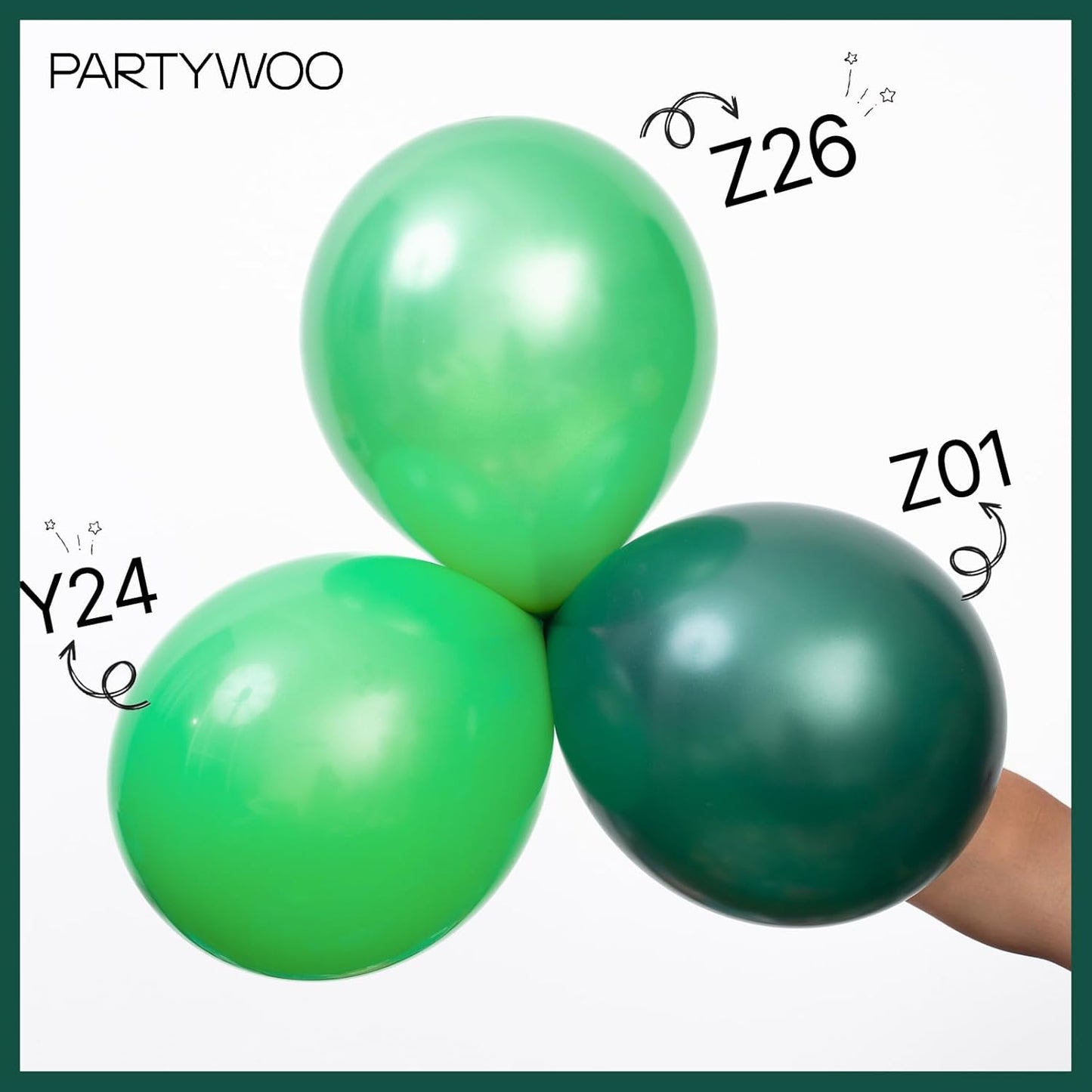 PartyWoo Dark Green Balloons - 50 Pcs 12 Inch Pearl Emerald Forest Green for Baby Shower & Birthday Decor