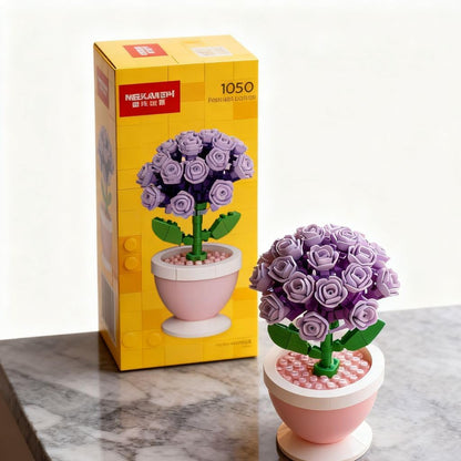 Serene Hydrangea Artificial Purple Floral Arrangement - Chic Desk & Window Sill Planter