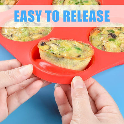Skiennix Silicone Muffin Pan - Nonstick Cupcake Tray with Metal Reinforced Frame | BPA-Free Regular Size
