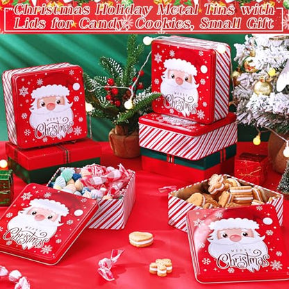 12 Pack Large Christmas Cookie Tin Set with Airtight Lids - Holiday Gift