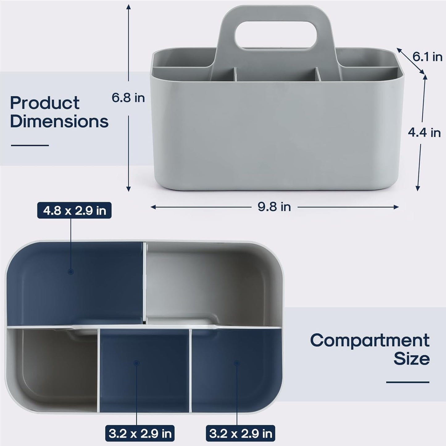 Multiuse Caddy Organizer by [Brand Name] - Portable Tote Bin for Art, Makeup & Office Supplies - Grey