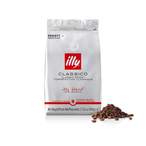 Illy Whole Bean Coffee - Classico Medium Roast with Caramel & Orange Blossom Notes - 100% Arabica - 17.6 Ounce