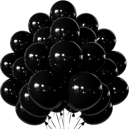 Black Balloons | 12-Inch Round Latex Balloons - Shiny Party Decorations for Graduation, Birthday & Weddings