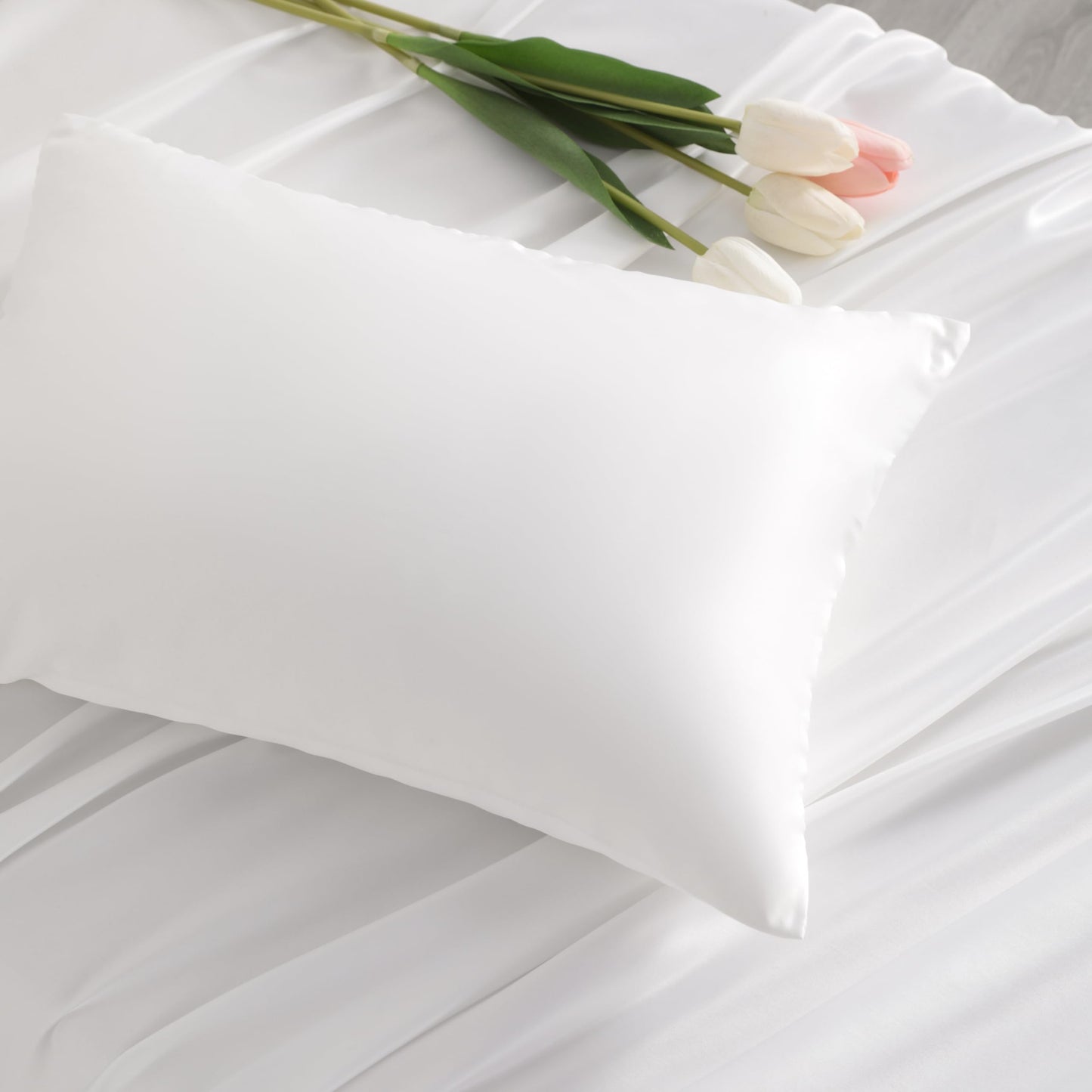 NTBAY Zippered Silk Satin Toddler Pillowcases - 2 Pack Hidden Zipper 13x18 Pillowcases - Luxury and Silky Baby Travel Pillow Covers, White