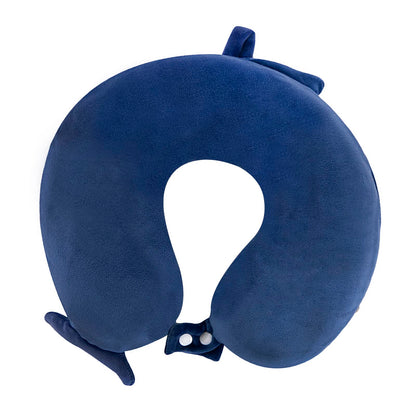 Travel Pillow Memory Foam Head Support Pillows Animal U Shaped Neck Pillow Attachable Snap for Sleeping Car Travel Home Office (Dark Blue-Dolphin)