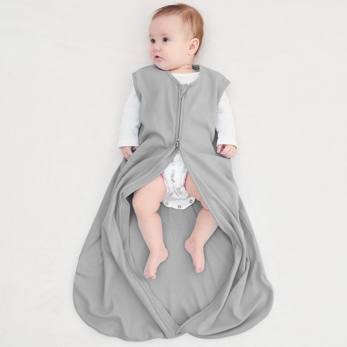 Yoofoss Baby Sleep Sack - 100% Organic Cotton Wearable Blanket | 0-6 Months, 2-Way Zipper, 3 Pack