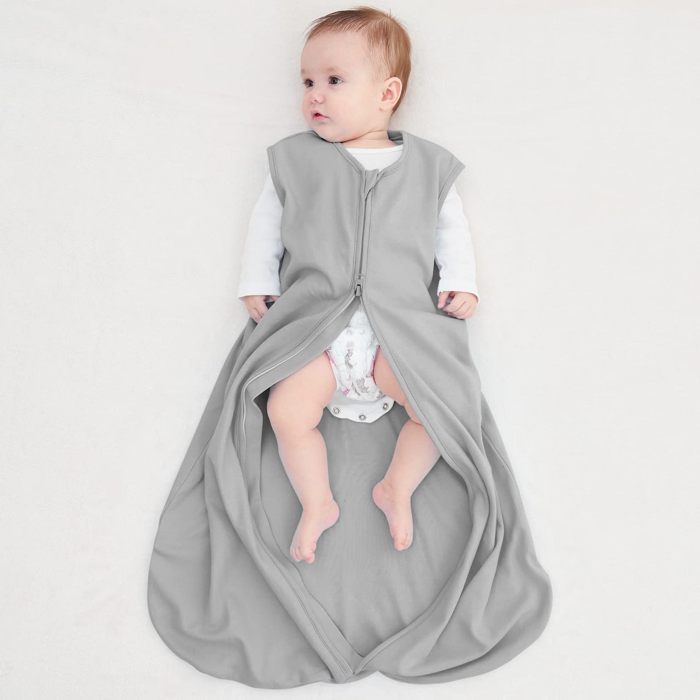 Yoofoss Baby Sleep Sack 12-18 Months Baby Wearable Blanket 100% Organic Cotton 2-Way Zipper TOG 0.5 Toddler Sleeping Sack 3 Pack, Comfy Soft Lightweight (Large)