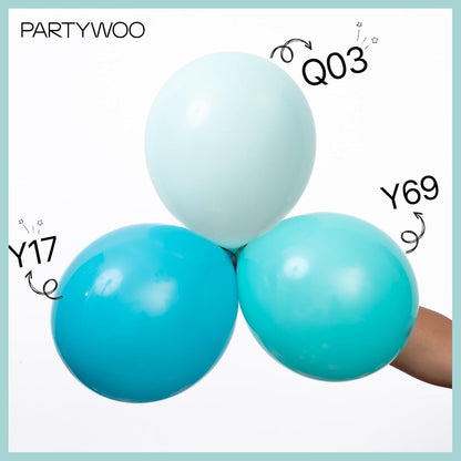 PartyWoo Teal Balloons - 50 Pack 12 Inch Pastel Turquoise Balloons for Graduation & Baby Showers