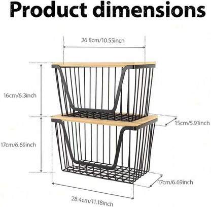 Skiennix Onion & Potato Storage Bins - Stackable Wire Organizers for Pantry | Large Capacity Baskets