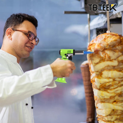 TBTeek Butane Torch - One-Hand Operation Kitchen Torch with Adjustable Flame for Grilling & Baking - Green