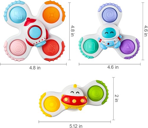 ALASOU Pop Suction Cup Spinner Toys - Sensory Travel Fun for Infants & Toddlers | Ideal Gift for Ages 1-2