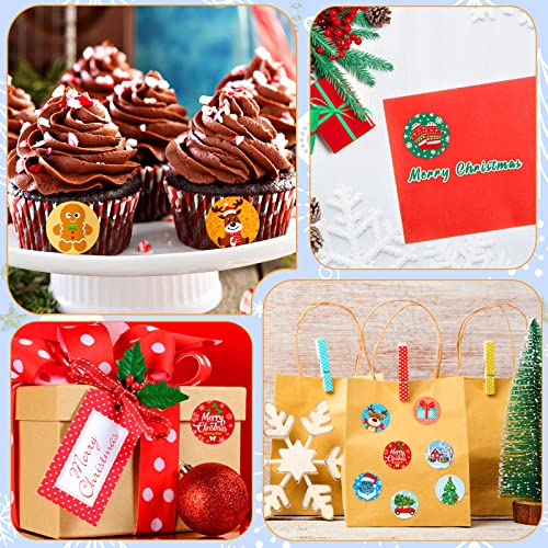 Christmas Stickers Roll 1 Inch - Holiday Seals for Envelopes, Gifts & Crafts
