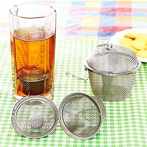 4 PCS Chained Lid Stainless Steel Tea Strainer Mesh Infuser Tea Ball Shape Spice Seasoning Bag Kitchen Tools