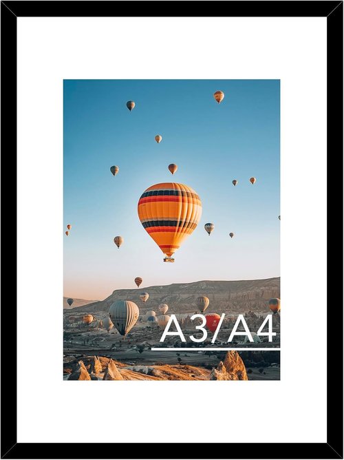 JCJMY A3 Black Picture Frame - Versatile Display for 8.3x11.7 or 11.7x16.5 Photos | Wall Hanging with Plexiglass