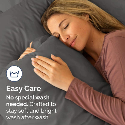 Skiennix Body Pillowcases Set of 4 | Soft, Breathable 20x54 Long Pillow Covers - Fade-Free & Machine Washable (Charcoal)