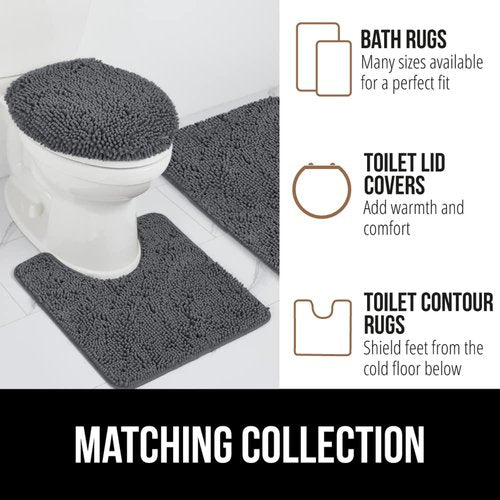 GORILLA GRIP Bath Rug Mat 54x24, Soft Absorbent Chenille, Quick Dry Microfiber Mats, Rubber Backing Washable Shower Floor Rugs, Bathmat Runner, US Designed Bathroom Home Decor Accessories Charcoal