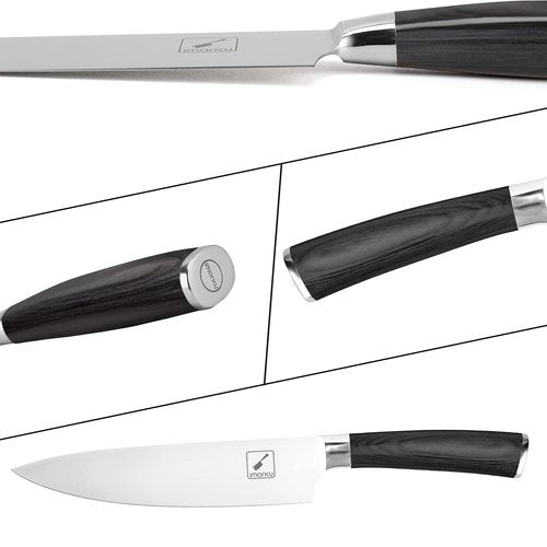 imarku Chef Knife - Pro Kitchen Knife 8 Inch Chef's Knives Japanese SUS440A Stainless Steel Sharp Paring Knife with Ergonomic Handle, Black Handle, Mothers Day Gifts for Women Men