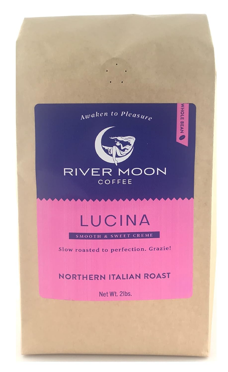 River Moon Coffee Espresso Beans, 2 lbs, Italian Style Medium Roast - Espresso Coffee Beans, Non GMO, Coffee Bean Direct Trade, 100% Arabica, Lucina Blend