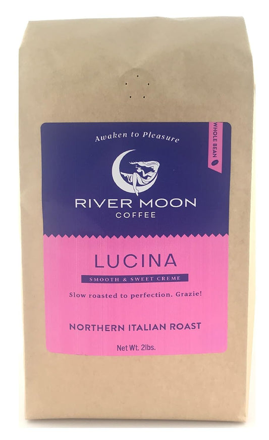 River Moon Coffee Espresso Beans, 2 lbs, Italian Style Medium Roast - Espresso Coffee Beans, Non GMO, Coffee Bean Direct Trade, 100% Arabica, Lucina Blend