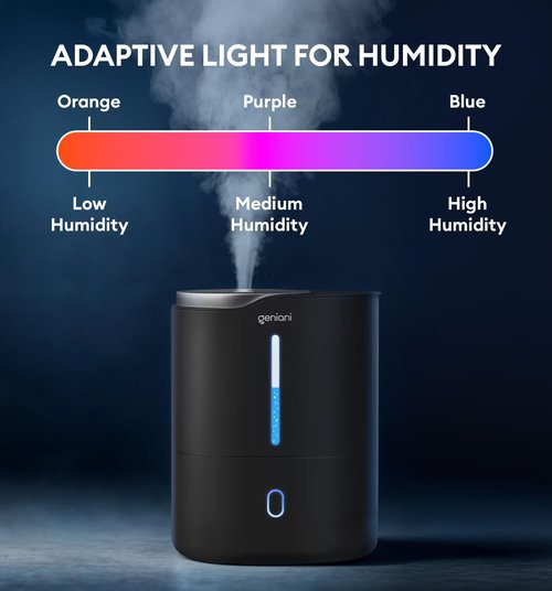 GENIANI Ultrasonic Cool Mist Humidifier for Bedroom, Large Rooms, Home, 4L - Easy Fill & Clean Humidifier for Plants w/Auto Shut-off, 40H Runtime - Quiet, Top Fill Air Humidifier & Vaporizer for Baby