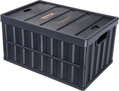 VEVOR 65L Collapsible Storage Bins - Stackable Utility Crates with Lids for Organizing Tools, Food & More