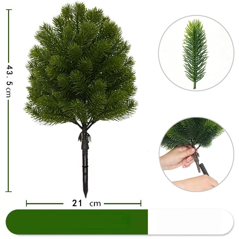 Dark Green 2Pcs Christmas Tree Pine Stakes 17 Inches Yard Decor