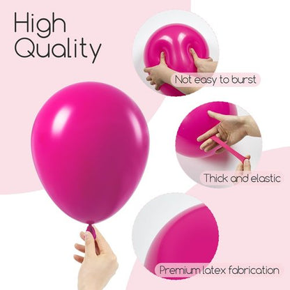Awenztech Hot Pink Balloon Arch Kit - 120pcs Latex Balloons in Various Sizes for Parties & Events