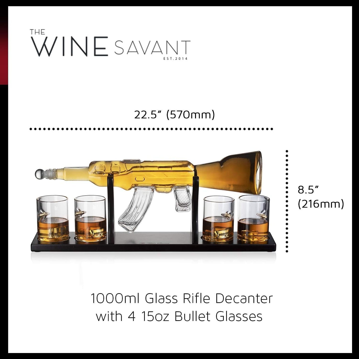 Luxury AK47 Gun Decanter with Bullet Glasses - Whiskey Decanter Gift Sets - Unique Liquor Glass Gun Alcohol Bottle - Gift Wine Bourbon Tequila Liquor Decanter Set Men Gifts Dad Father, Anniversary Bar